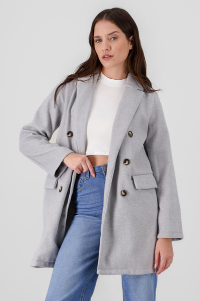 double breasted coat gray front