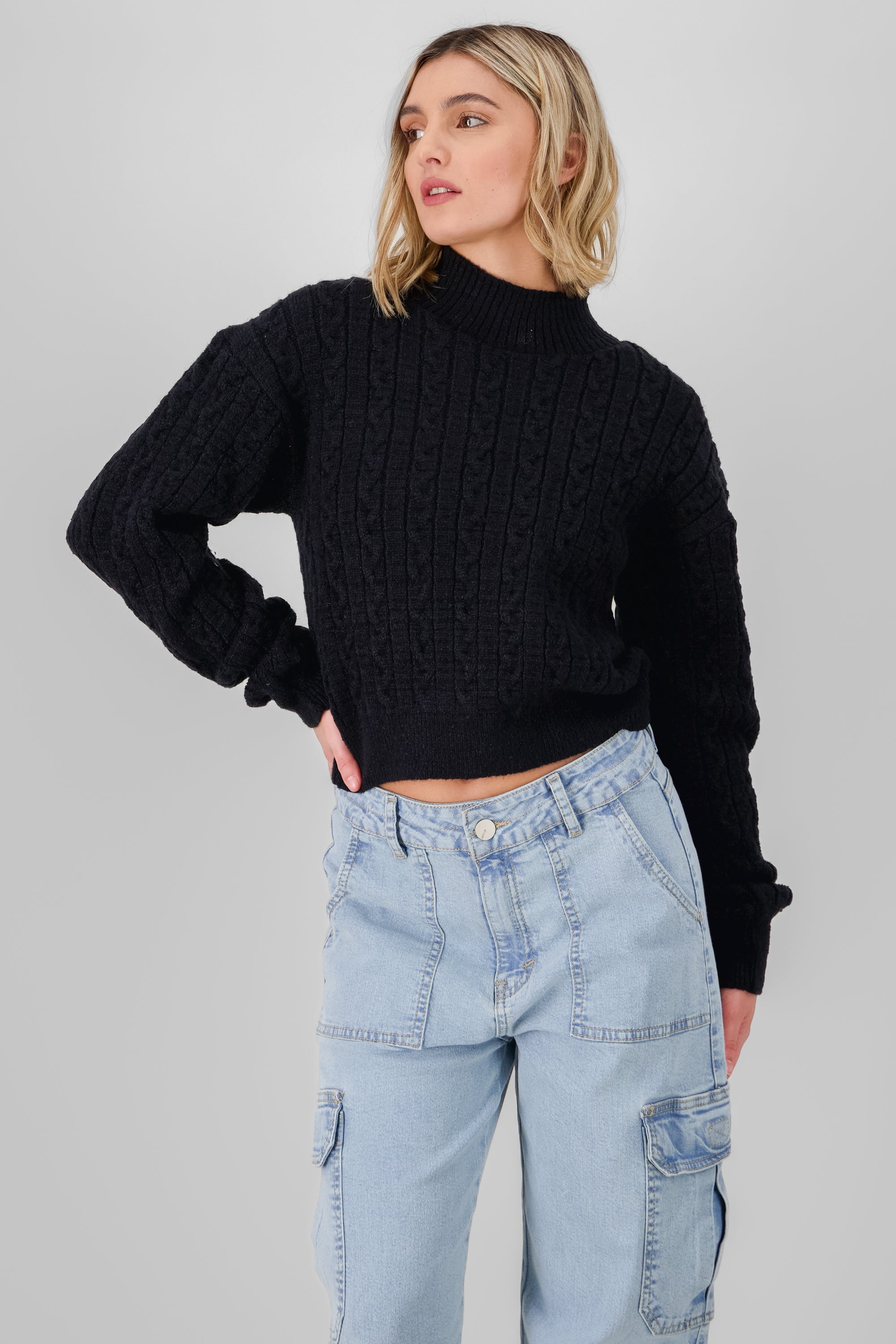 Knit Turtleneck Sweater BLACK