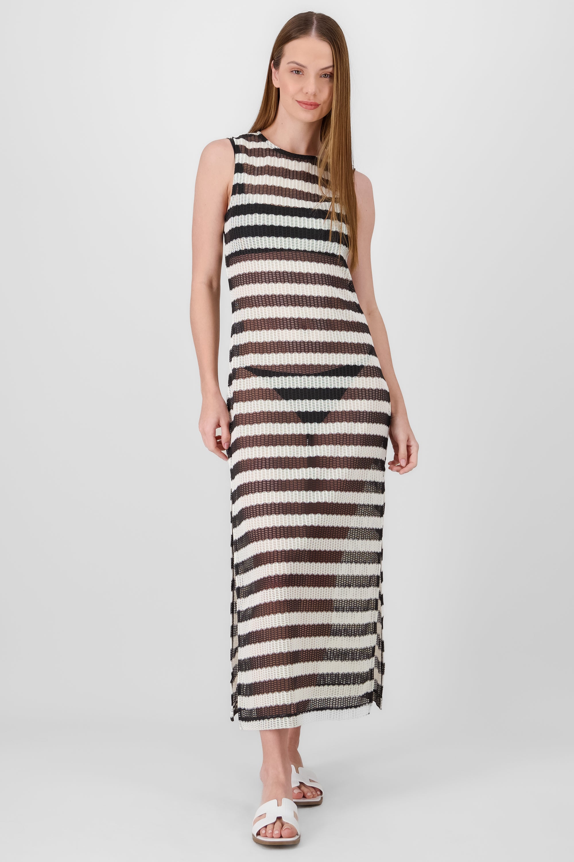 Light Striped Maxi Dress BLACK COMBO