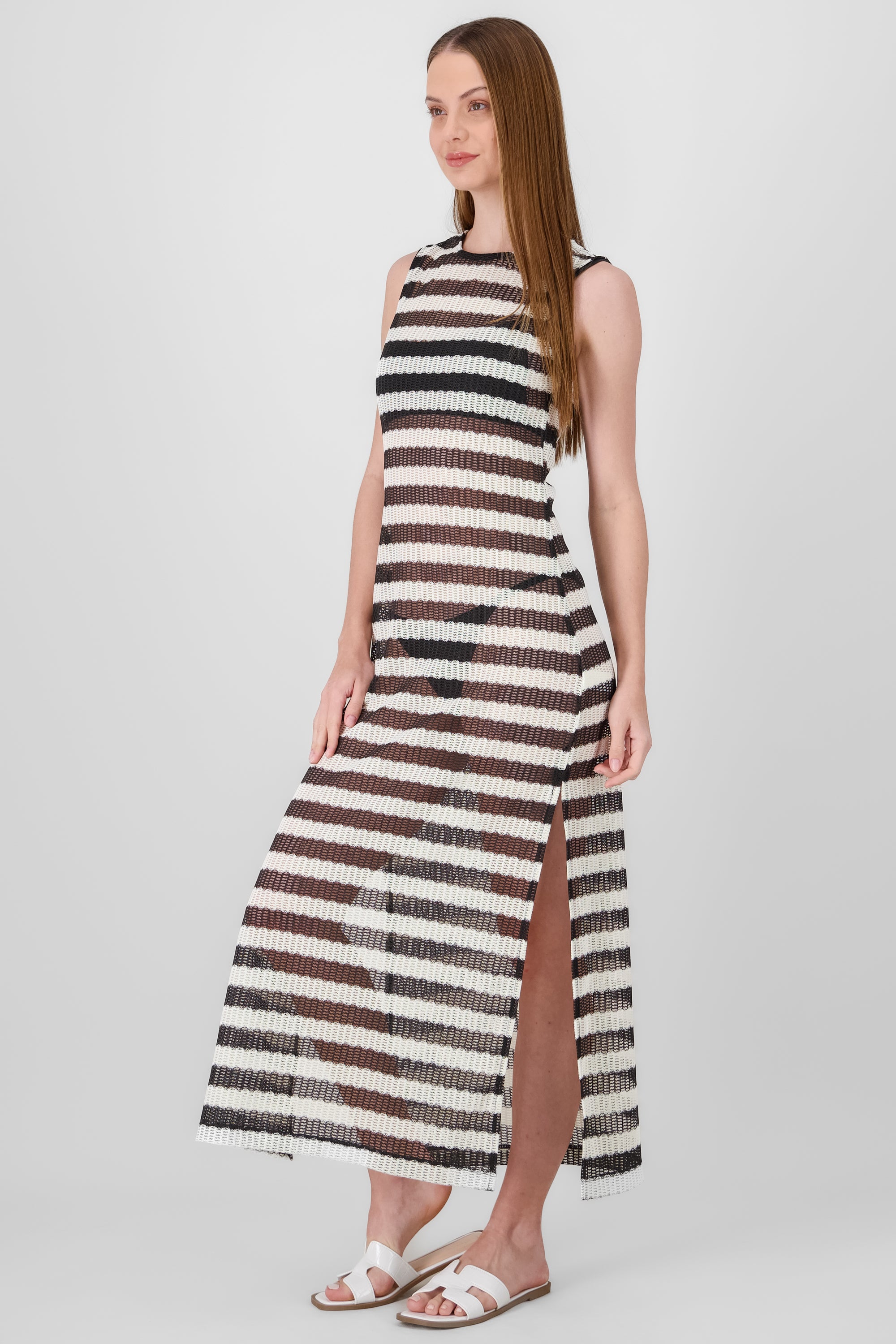 Light Striped Maxi Dress BLACK COMBO