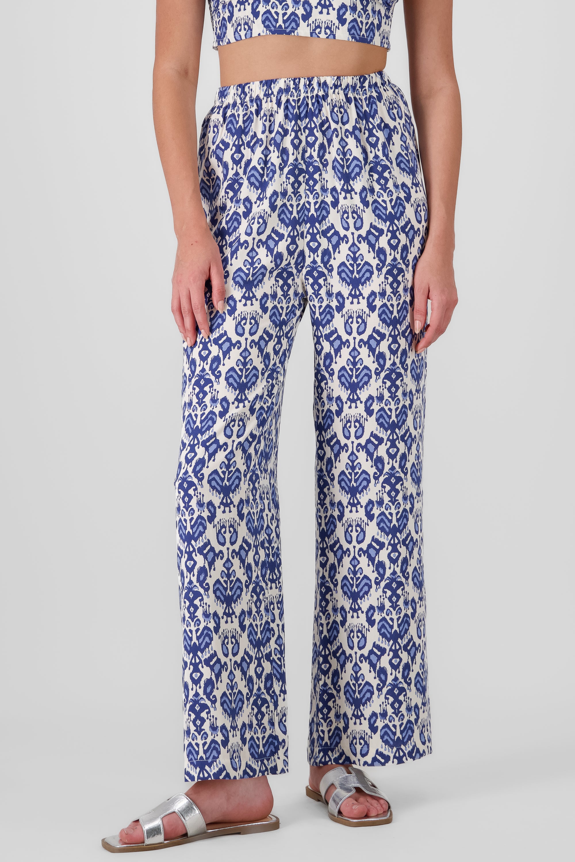 Printed Wide Leg Pants BLUE COMBO