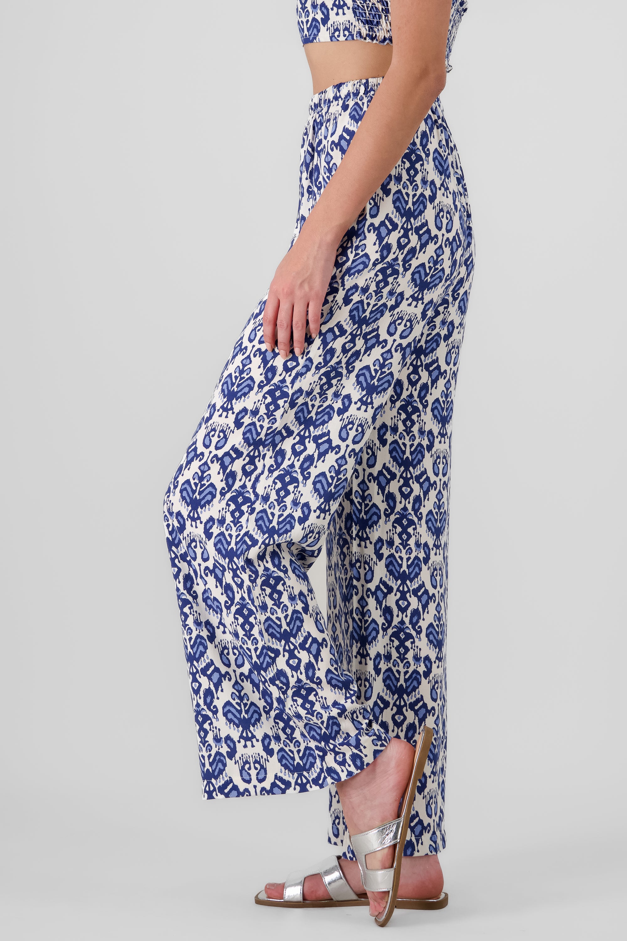 Printed Wide Leg Pants BLUE COMBO