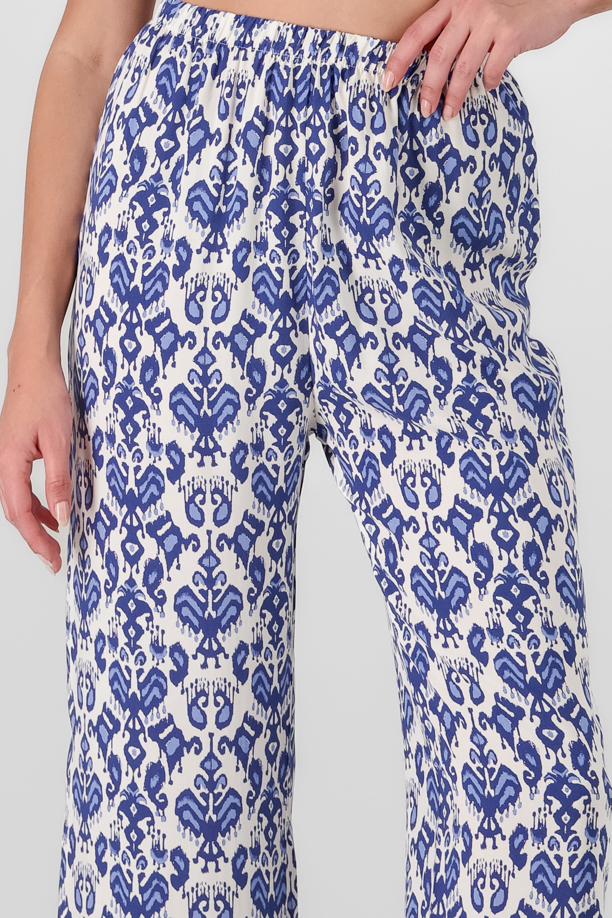 Printed Wide Leg Pants BLUE COMBO