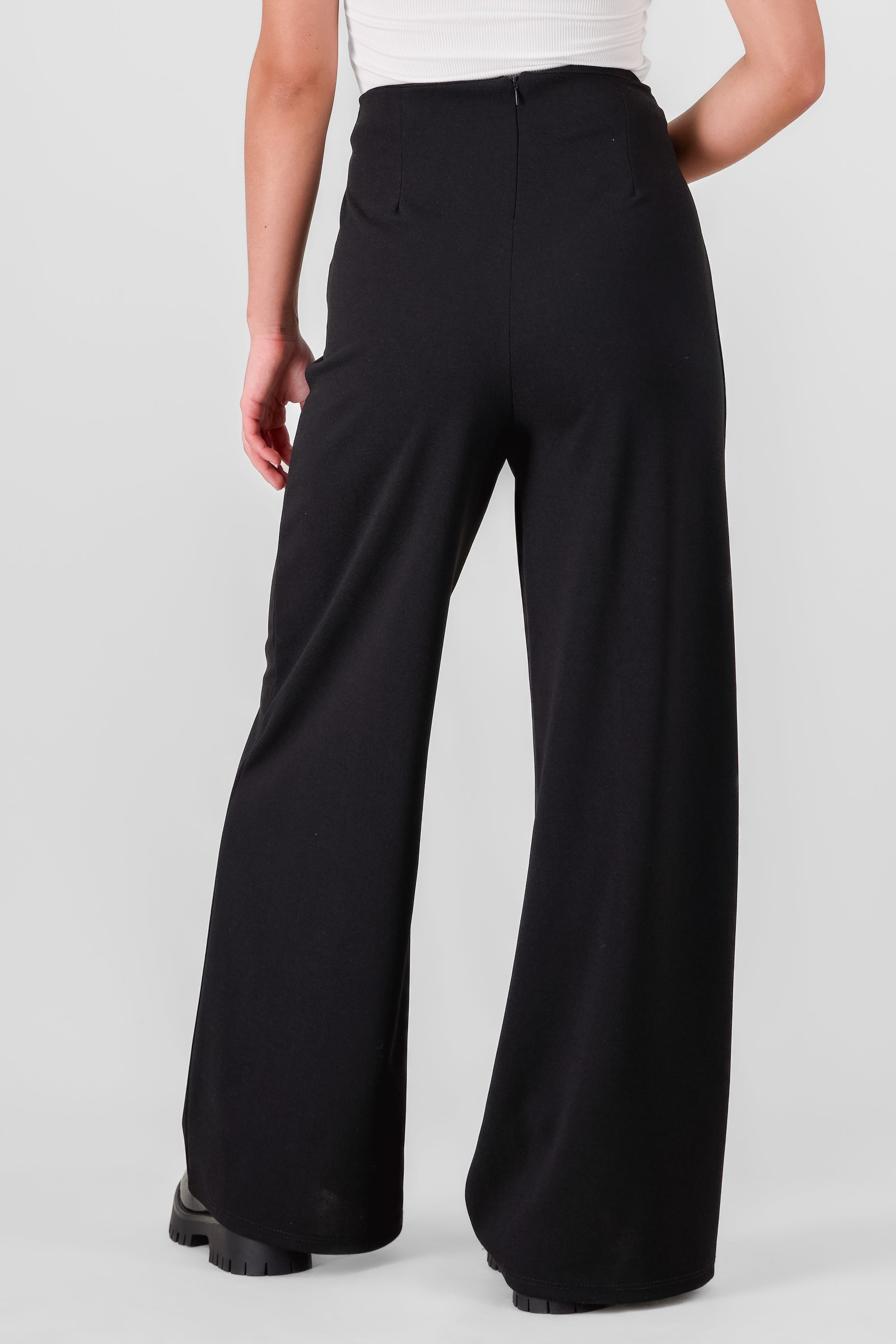 Solid Wide Leg Pants BLACK