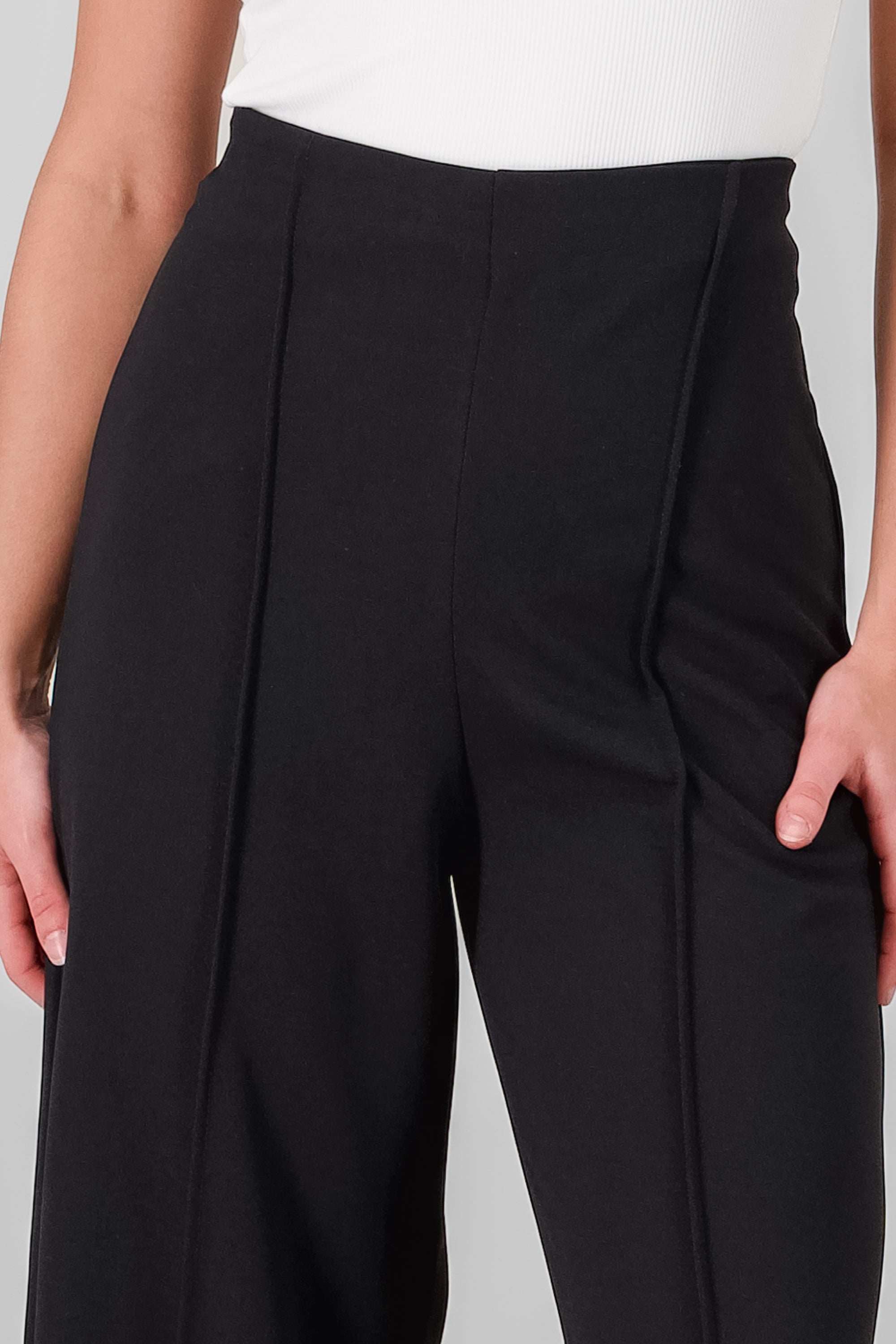 Solid Wide Leg Pants BLACK