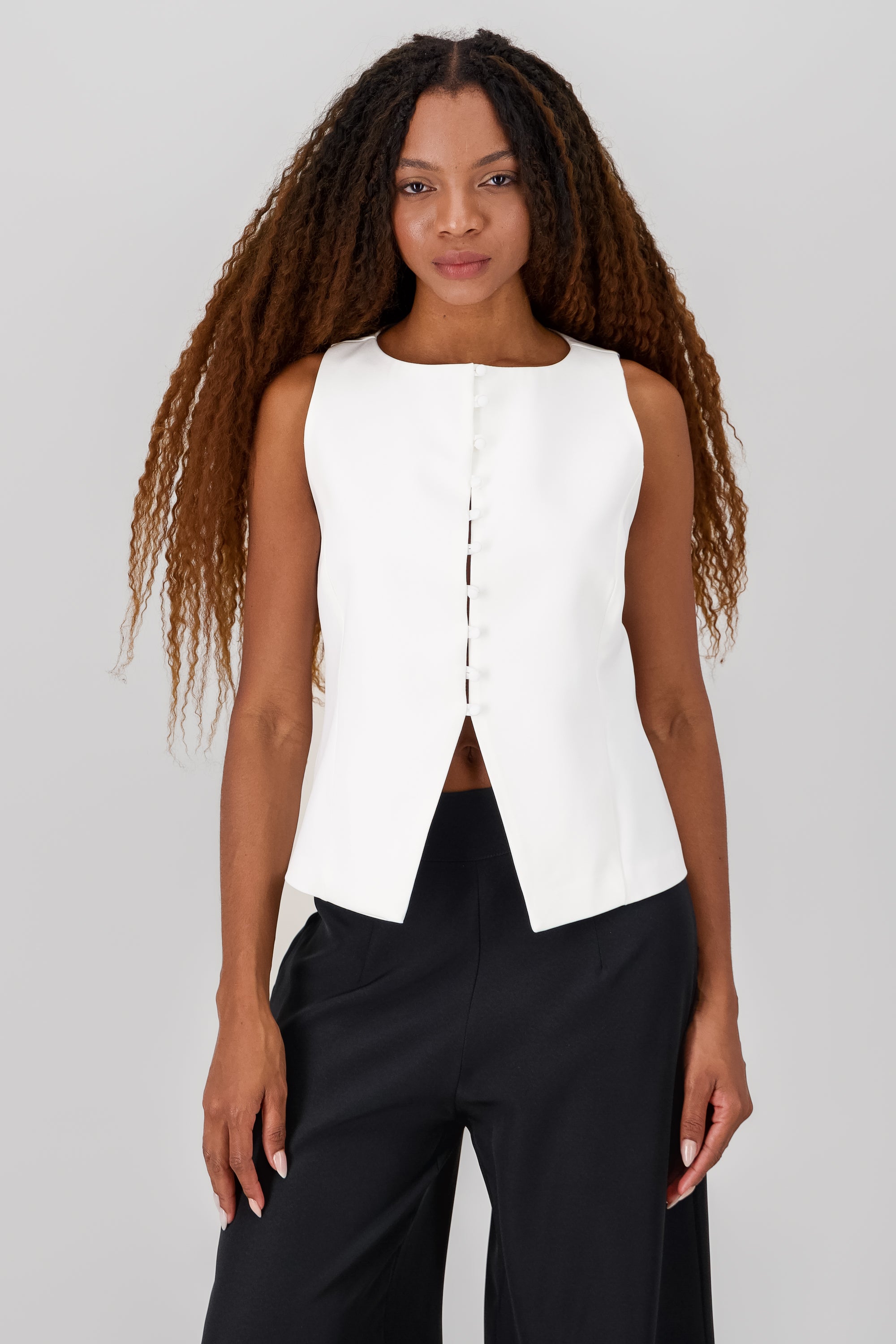 Tailored Button Vest WHITE