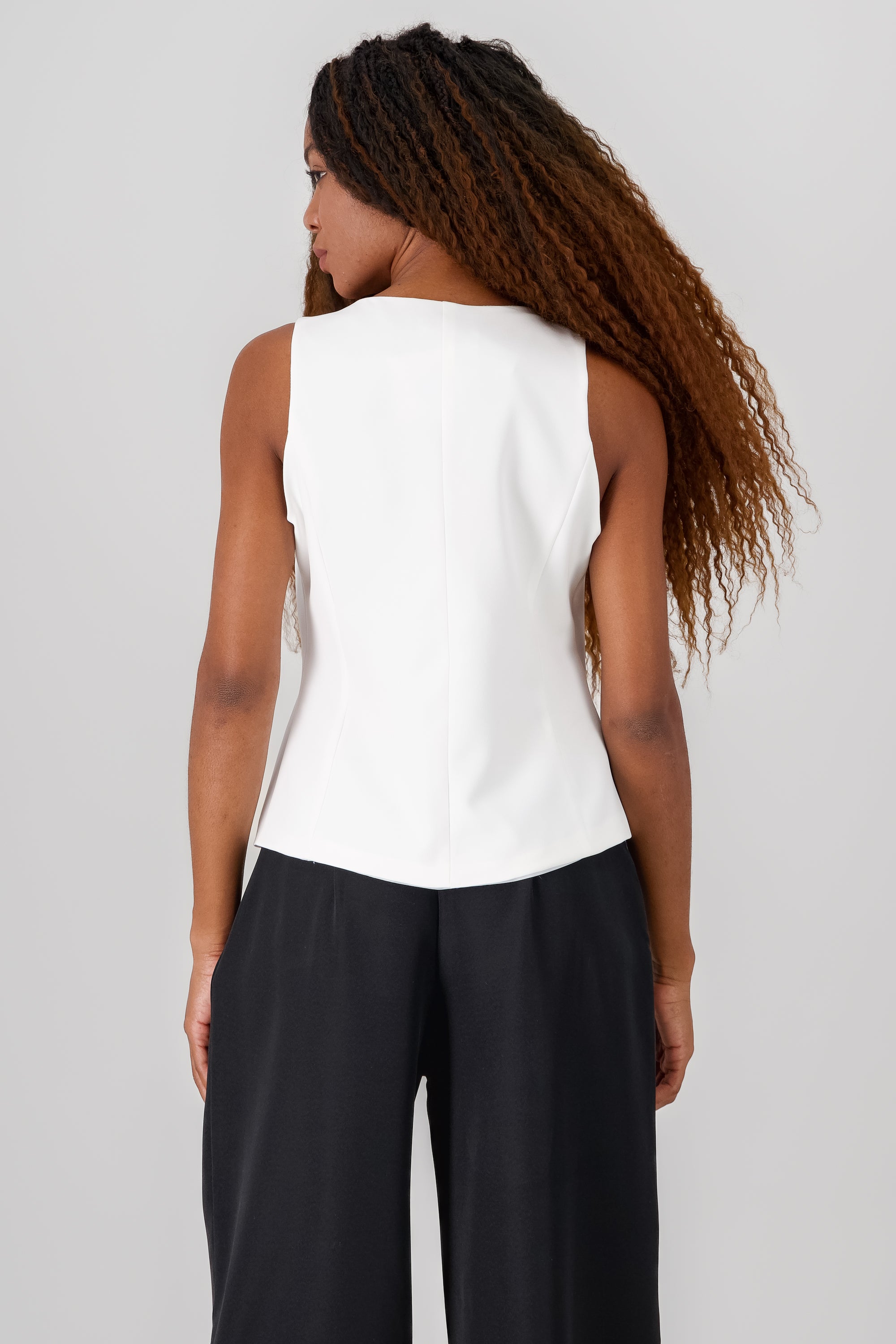 Tailored Button Vest WHITE