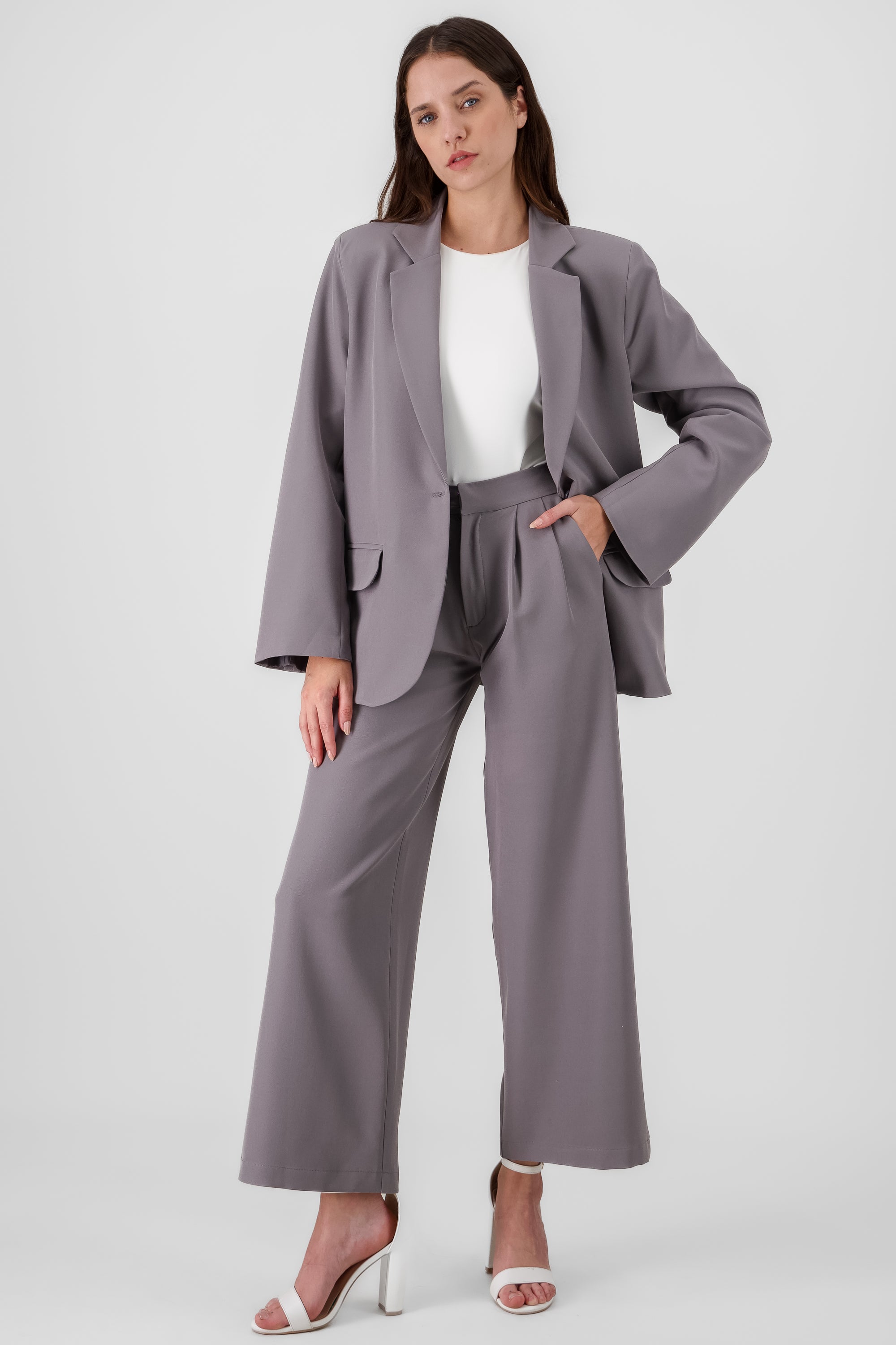 Straight Leg Tailored Pants GRAY