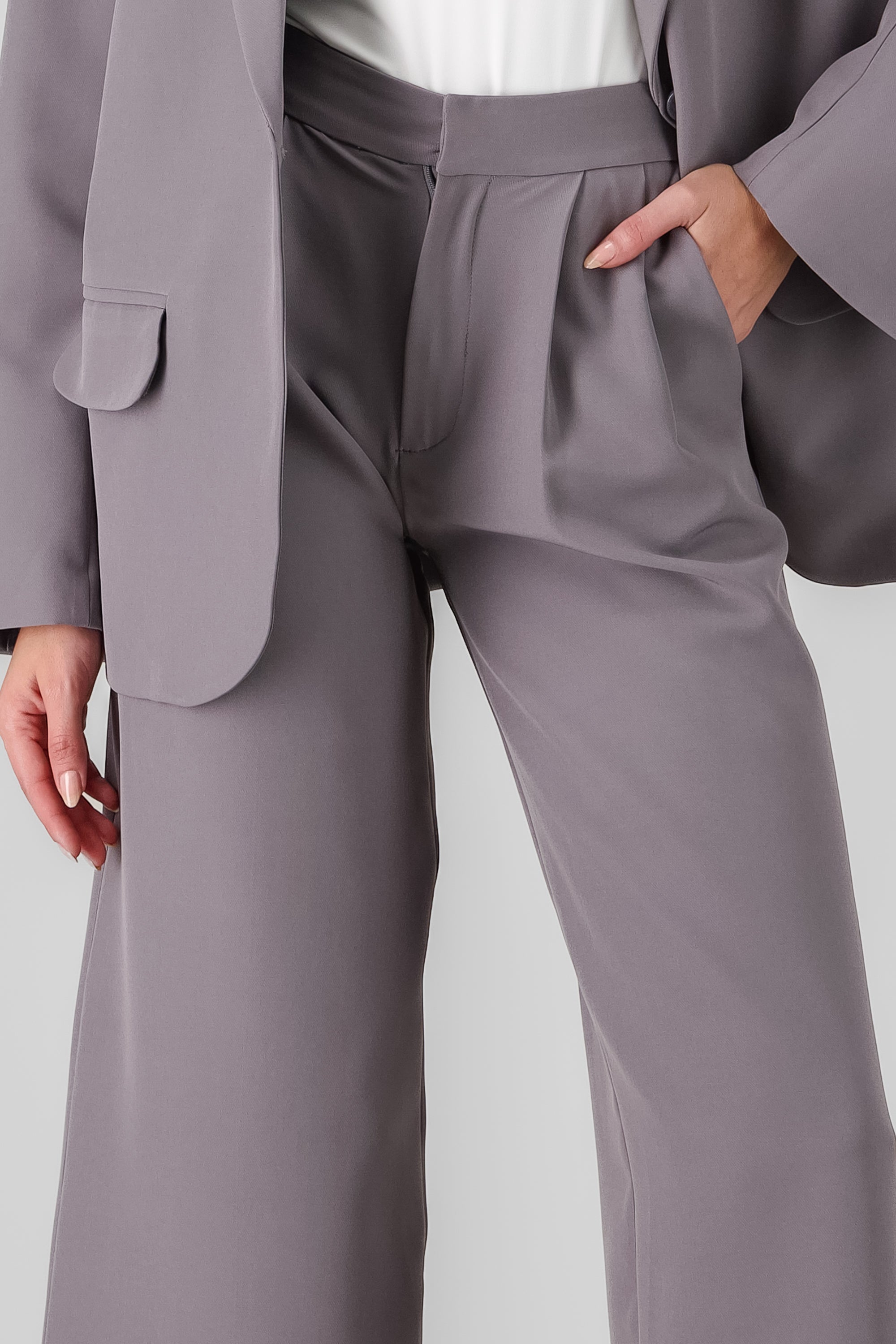 Straight Leg Tailored Pants GRAY