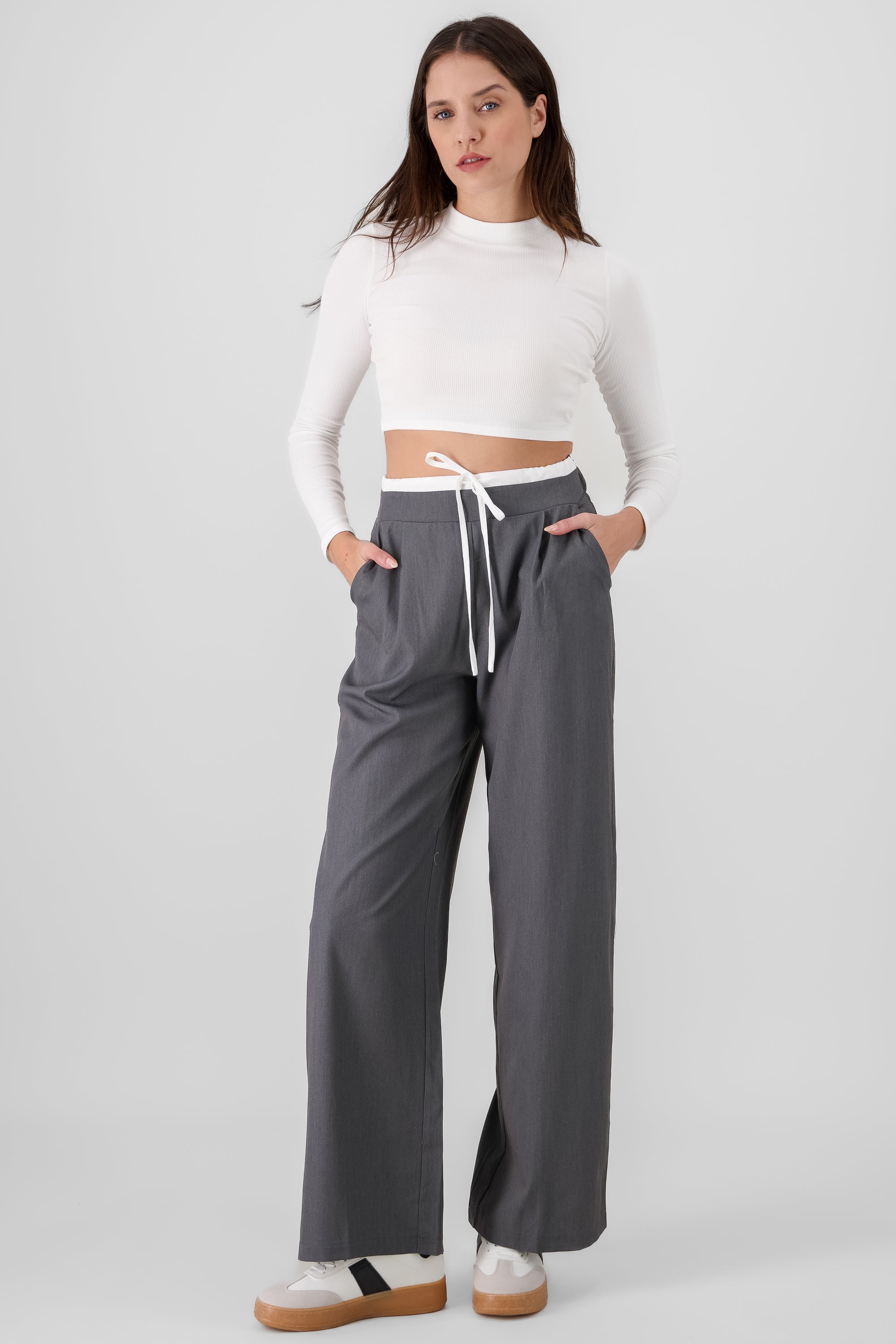 Waistband Detail Pants GRAY