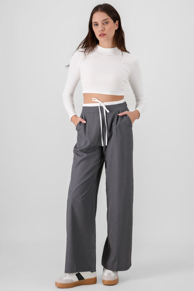 Waistband Detail Pants GRAY