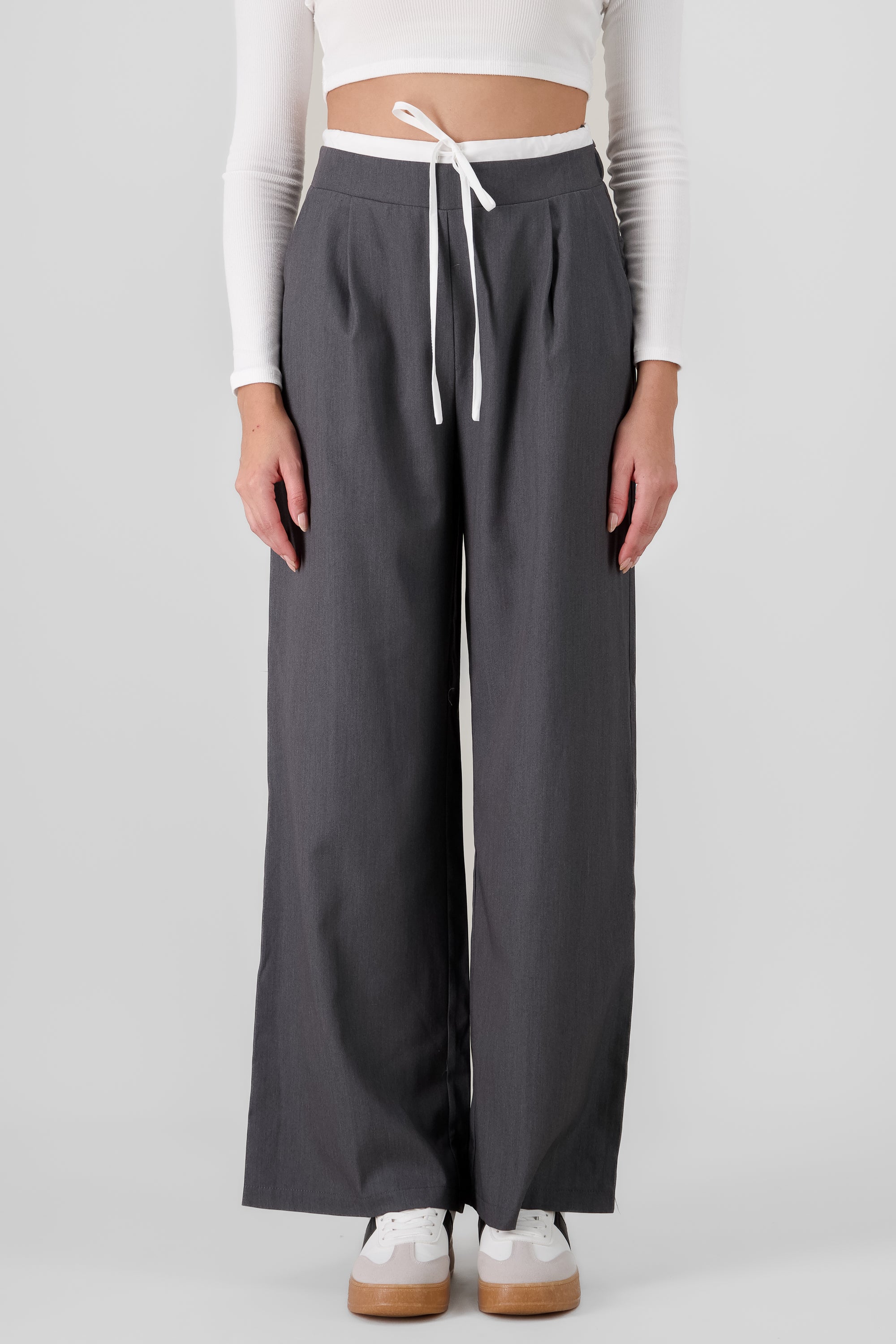 Waistband Detail Pants GRAY