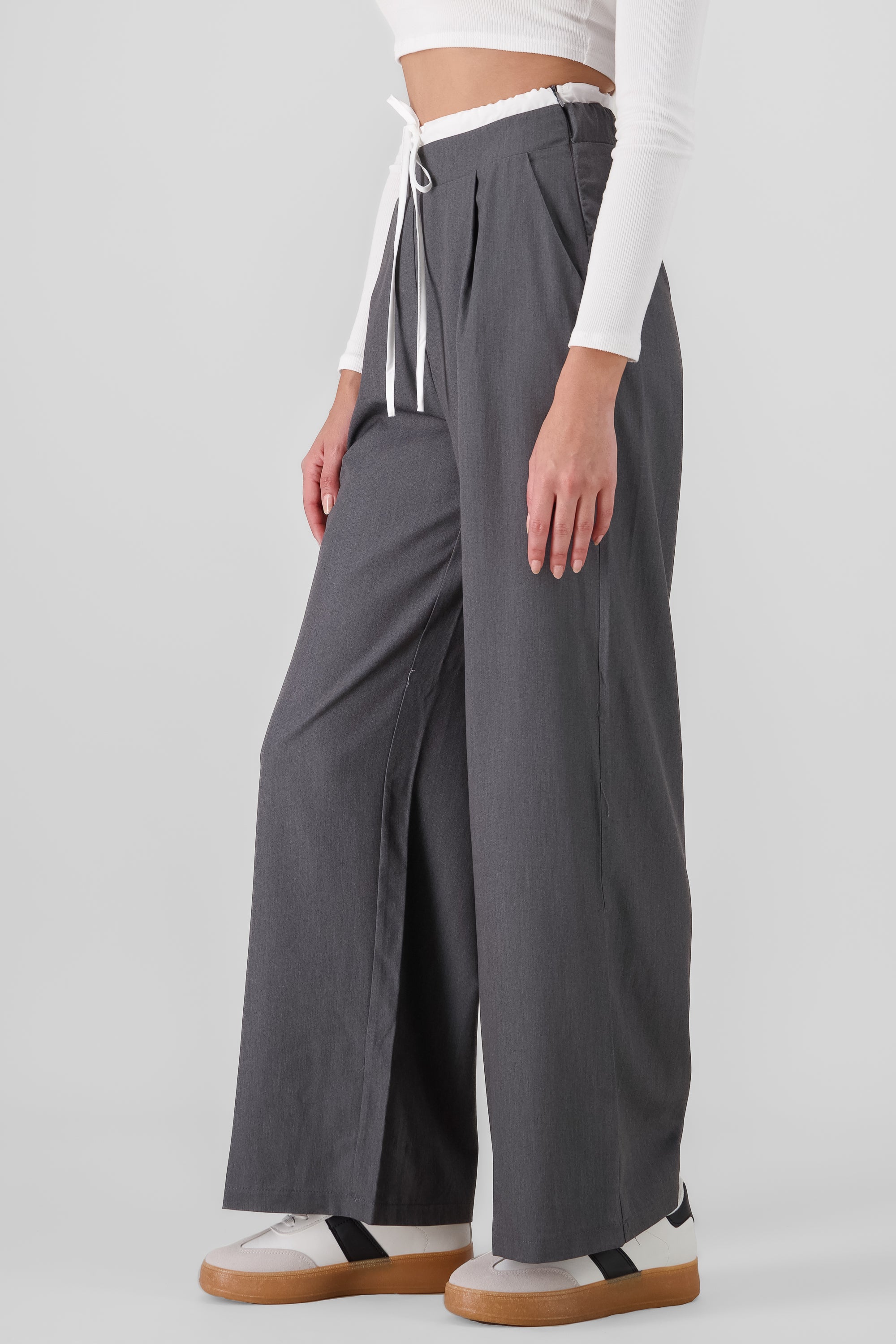 Waistband Detail Pants GRAY