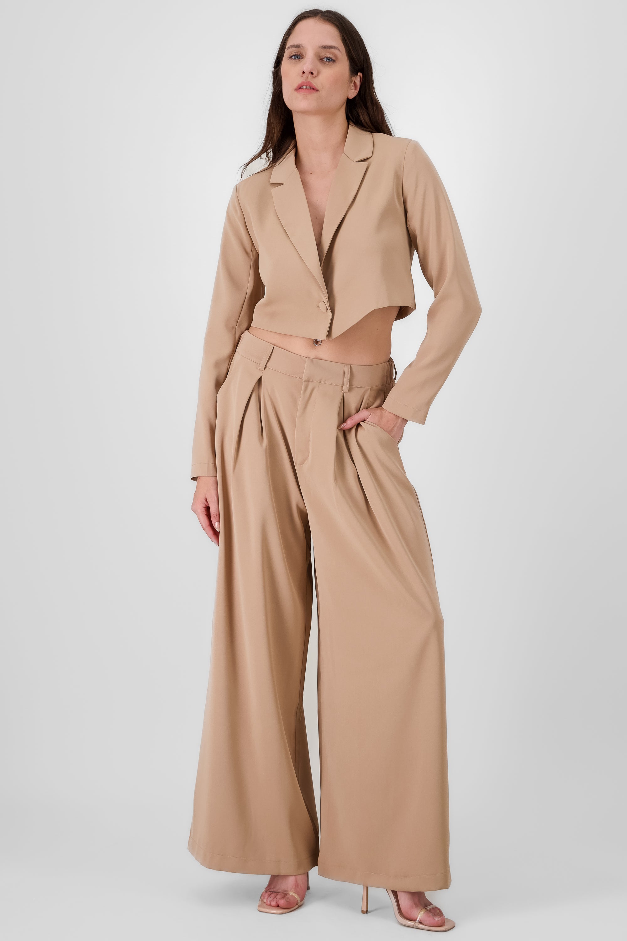 Solid Wide Leg Pants CAMEL