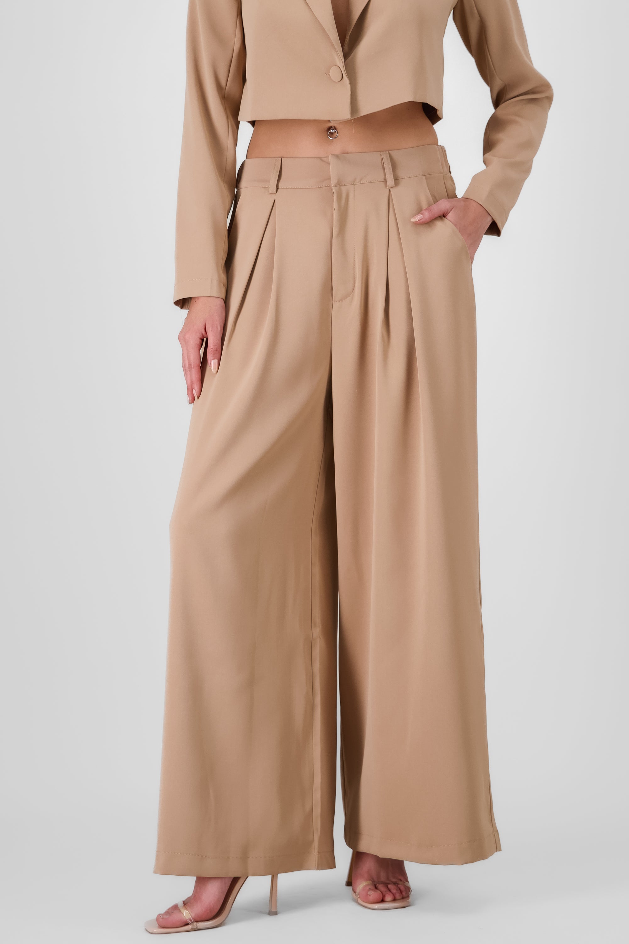 Solid Wide Leg Pants CAMEL