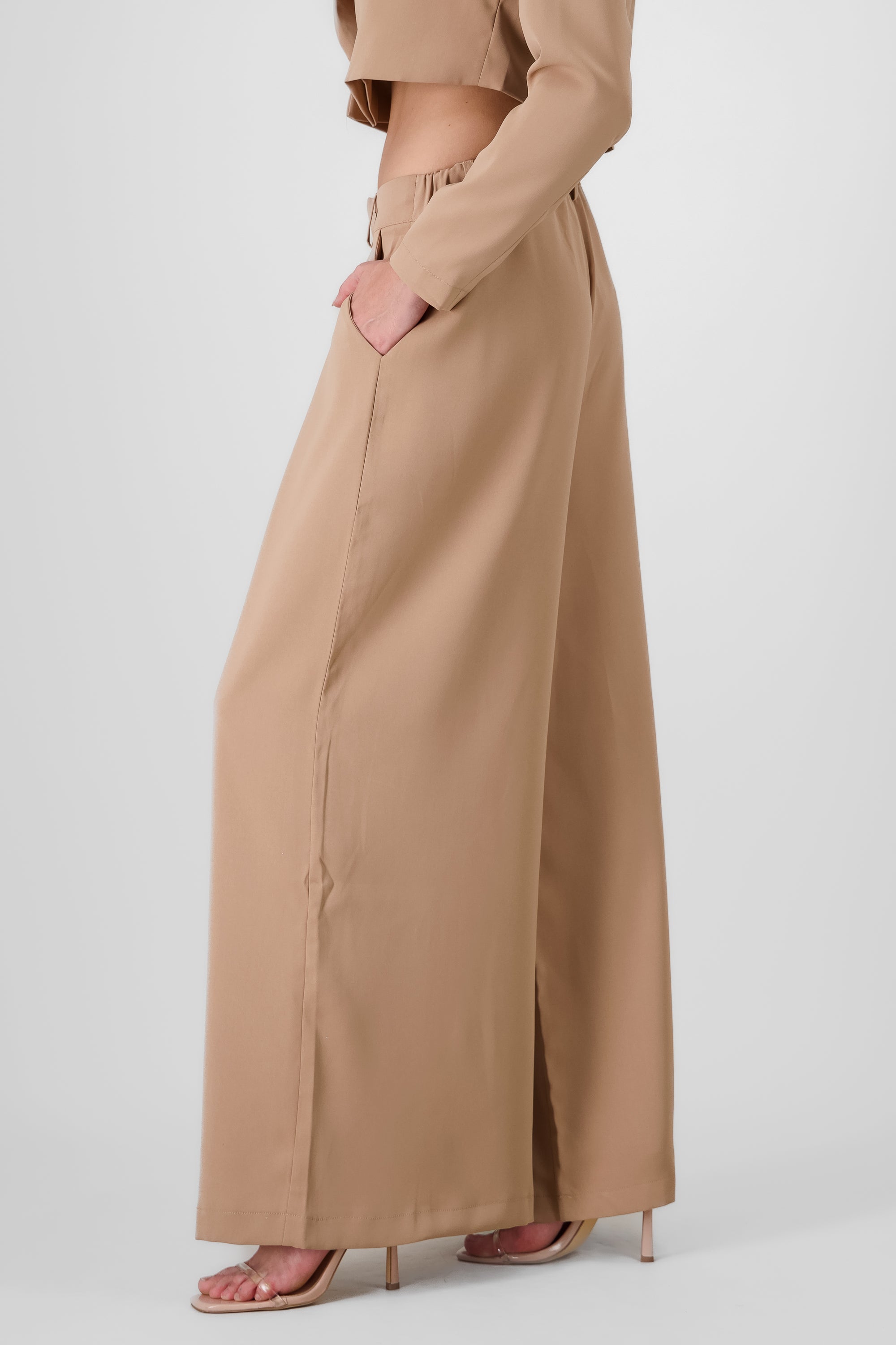 Solid Wide Leg Pants CAMEL