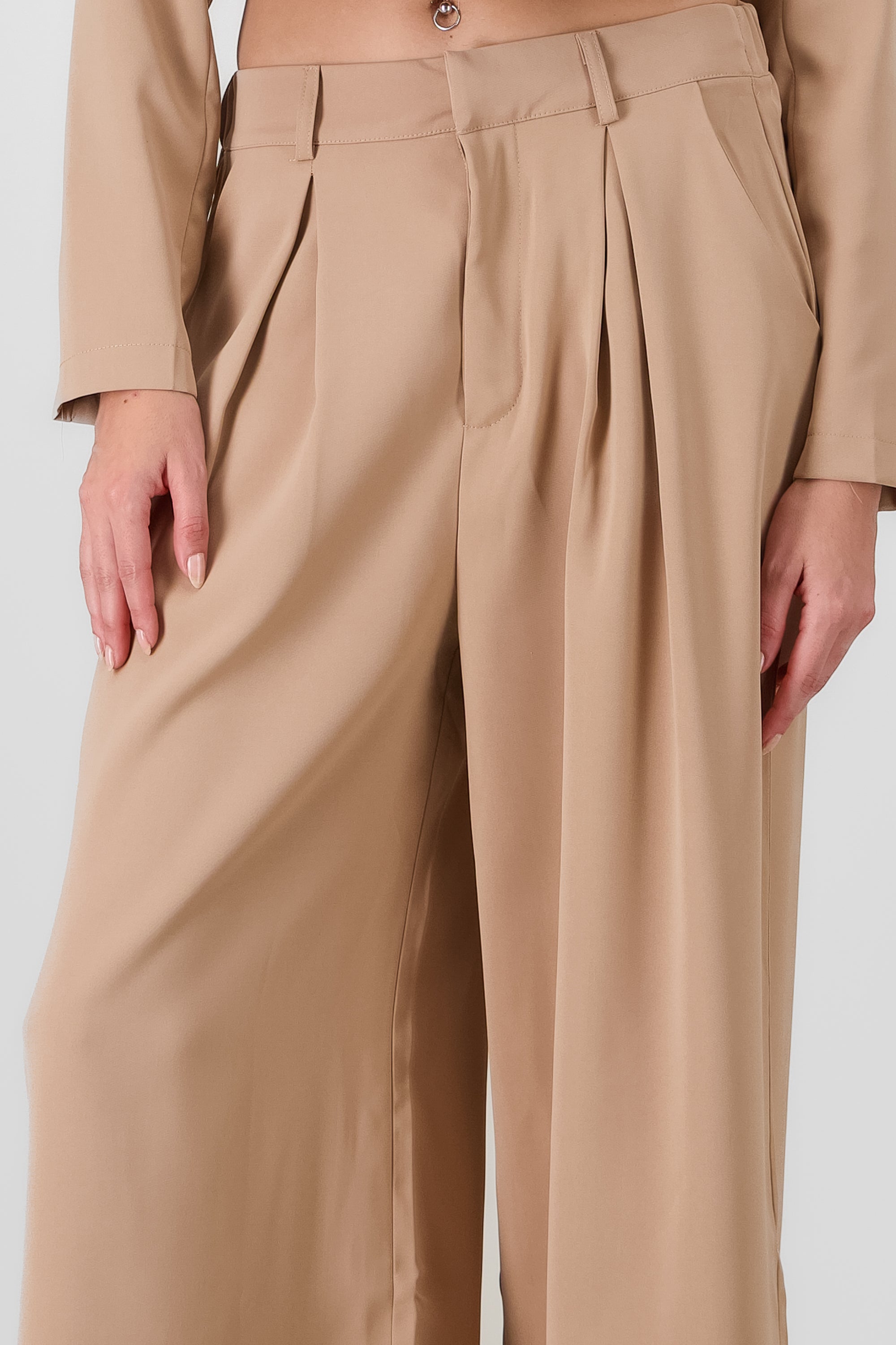 Solid Wide Leg Pants CAMEL